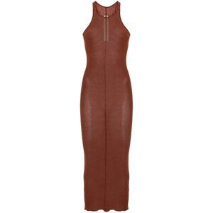 Rick Owens Rick Owens S/S 24 Sleeveless Ribbed Dress in Cinnamon Brown